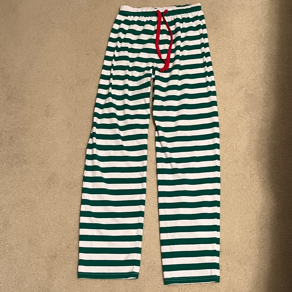 Green and White Striped Pajama Set small holiday Christmas - Picture 5 of 14